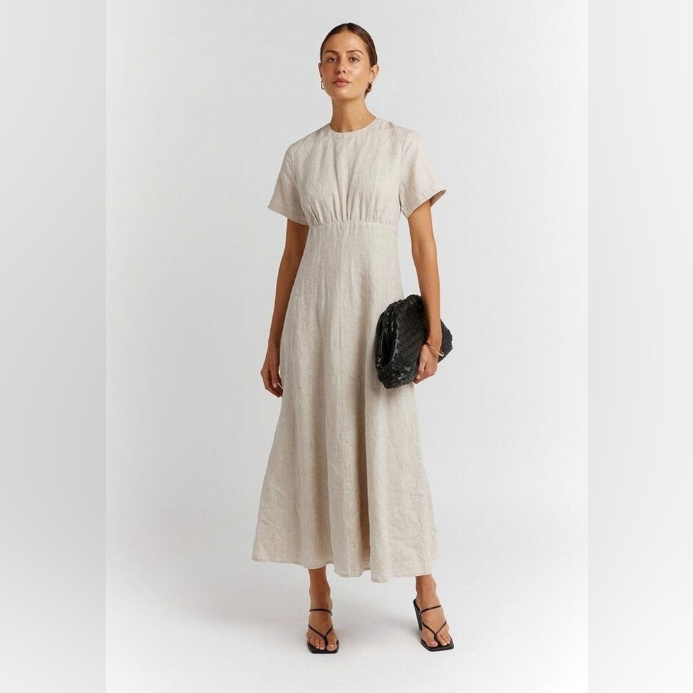 DISSH Jayde Natural Linen Midi Dress